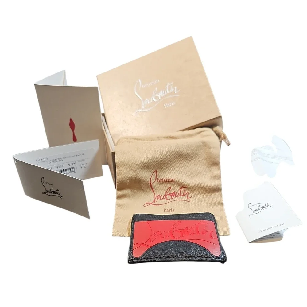 Christian Louboutin Red & Black Leather Card Holder